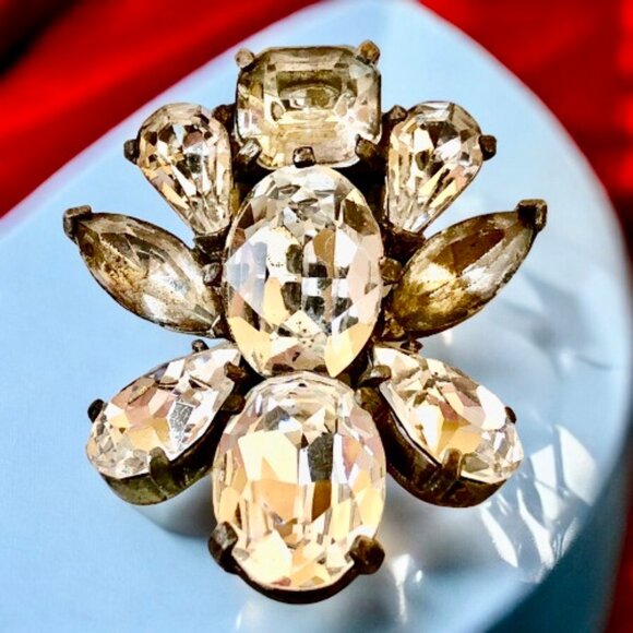 Eisenberg Original Vintage Fur Clip Rhinestone Brooch As Is